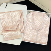 Dulce New Tiger Print Pijamale Toamnă Subțire Cu mâneci lungi Costum de acasă de înaltă calitate pentru femei Set de pijama de lux din mătase din satin Îmbrăcăminte pentru acasă de primăvară