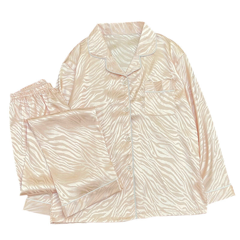Dulce New Tiger Print Pijamale Toamnă Subțire Cu mâneci lungi Costum de acasă de înaltă calitate pentru femei Set de pijama de lux din mătase din satin Îmbrăcăminte pentru acasă de primăvară