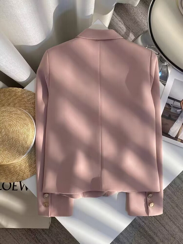 Y2K New Arrival női rövid blézer, női vékony, alkalmi kabát, hosszú ujjú, egygombos kék rózsaszín bézs női őszi téli kabát