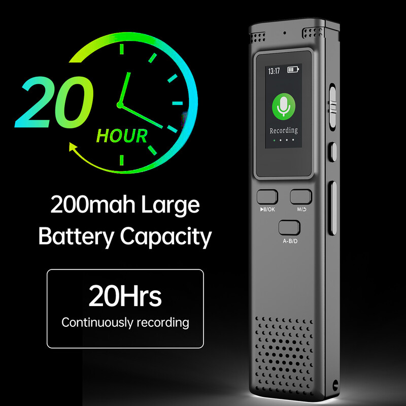 64GB/16GB/8GB digitālais balss ierakstītājs ar balsi aktivizēts audio ierakstīšanas trokšņu samazināšana ar MP3 mūzikas atskaņotāju 288 stundu ierakstīšanas fails