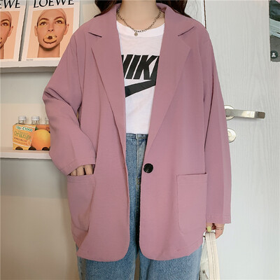 S-5XL Nový prírastok, ležérne saká pre ženy, voľné vrecká, kórejský preppy štýl, jednoduché, univerzálne, vrchné oblečenie pre mladých, móda pre BF