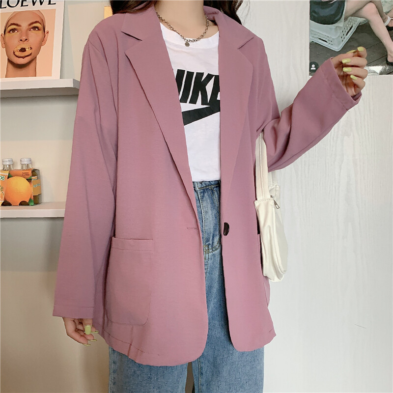 S-5XL Nový prírastok, ležérne saká pre ženy, voľné vrecká, kórejský preppy štýl, jednoduché, univerzálne, vrchné oblečenie pre mladých, móda pre BF
