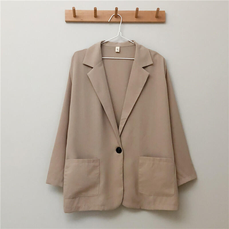 S-5XL Nový prírastok, ležérne saká pre ženy, voľné vrecká, kórejský preppy štýl, jednoduché, univerzálne, vrchné oblečenie pre mladých, móda pre BF