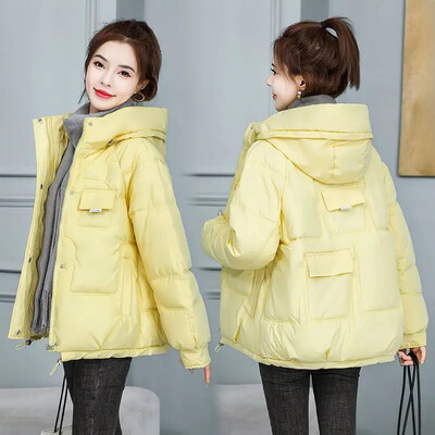 Jachetă Thickenedpuffer Jachetă de bumbac decupată Jachetă de slăbire, căptușită, pentru femei, Iarnă mică, Ținuta mamei Parka