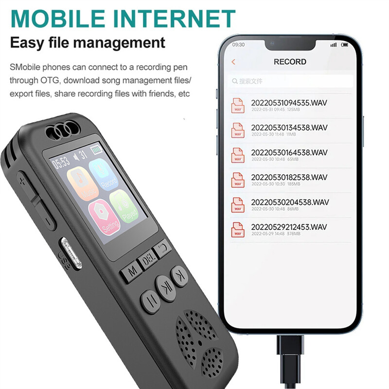 Digitālais balss ierakstītājs MP3 atskaņotājs HD trokšņu samazināšanas WAV audio atskaņotājs Walkman ar vienu klikšķi pārnēsājama skaņas ierakstīšanas ierīce