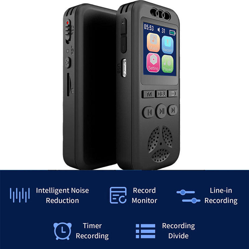 Digitālais balss ierakstītājs MP3 atskaņotājs HD trokšņu samazināšanas WAV audio atskaņotājs Walkman ar vienu klikšķi pārnēsājama skaņas ierakstīšanas ierīce