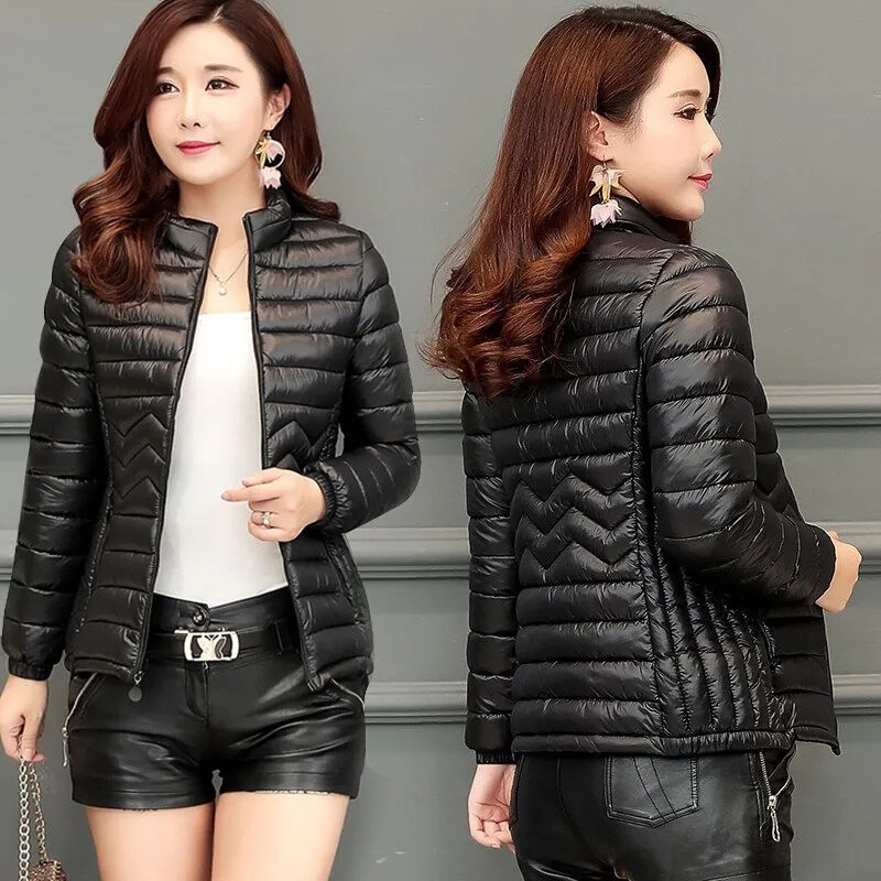 2024 Нови дамски парки Зимно яке Пухено памучно яке Топло корейско ежедневно олекотено едноцветно парка Женско снежно палто Горно облекло