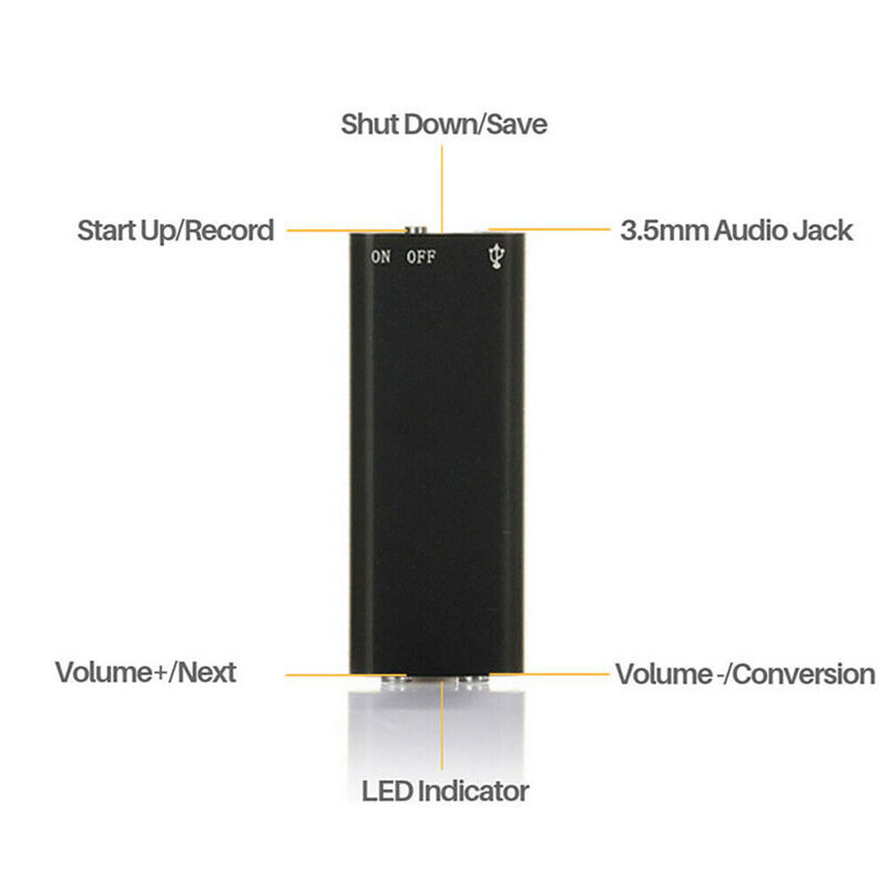 Ultra Mini aktivizēts balss ierakstītājs Digtal Sound Record Ar balsi vadāms Intelligent Listen 4-64GB ierīces diktofons MP3 atskaņotājs