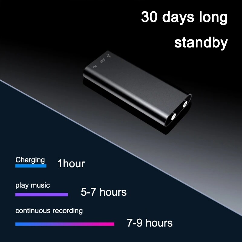 Ultra Mini aktivizēts balss ierakstītājs Digtal Sound Record Ar balsi vadāms Intelligent Listen 4-64GB ierīces diktofons MP3 atskaņotājs