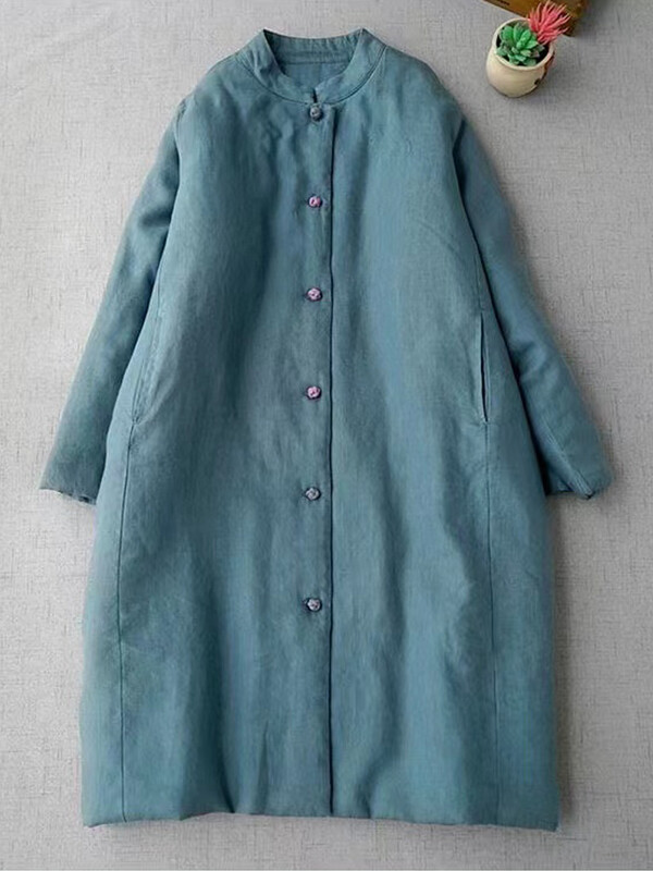 Висококачествено ретро дамско зимно палто в японски стил за 2024 г. Ново голямо свободно, памучно подплатени копчета Парки, дълги ватирани връхни дрехи