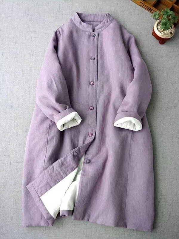 Висококачествено ретро дамско зимно палто в японски стил за 2024 г. Ново голямо свободно, памучно подплатени копчета Парки, дълги ватирани връхни дрехи