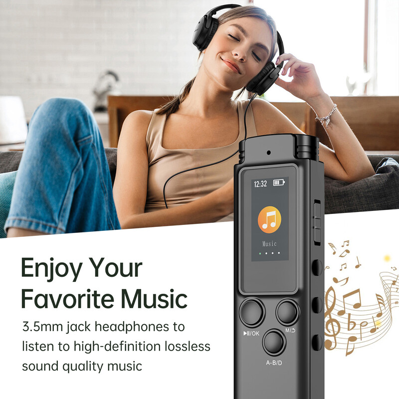 K96 64GB skaitmeninis diktofonas Balsu suaktyvintas garso įrašymo triukšmo mažinimas su atkūrimu MP3 muzikos grotuvu 280 val. įrašymas