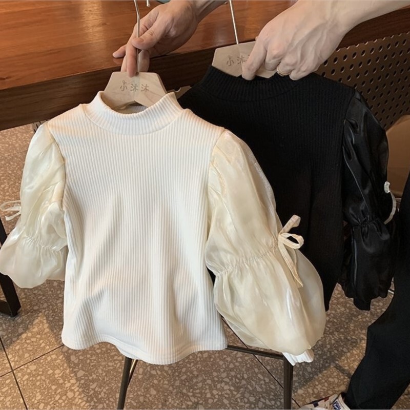 Moda pentru fetiță din fleece tricou cu mâneci bufante pentru sugari, copil mic, bluze calde, primăvară, toamnă, iarnă, haine pentru bebeluși 1-10 ani