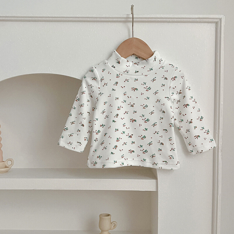 Rudens žiemos mados berniukui kūdikiui solidūs vėžliai ilgomis rankovėmis apatiniai marškinėliai mergaitei kūdikiui šilti laisvalaikio marškinėliai Vaikiški viršutiniai drabužiai