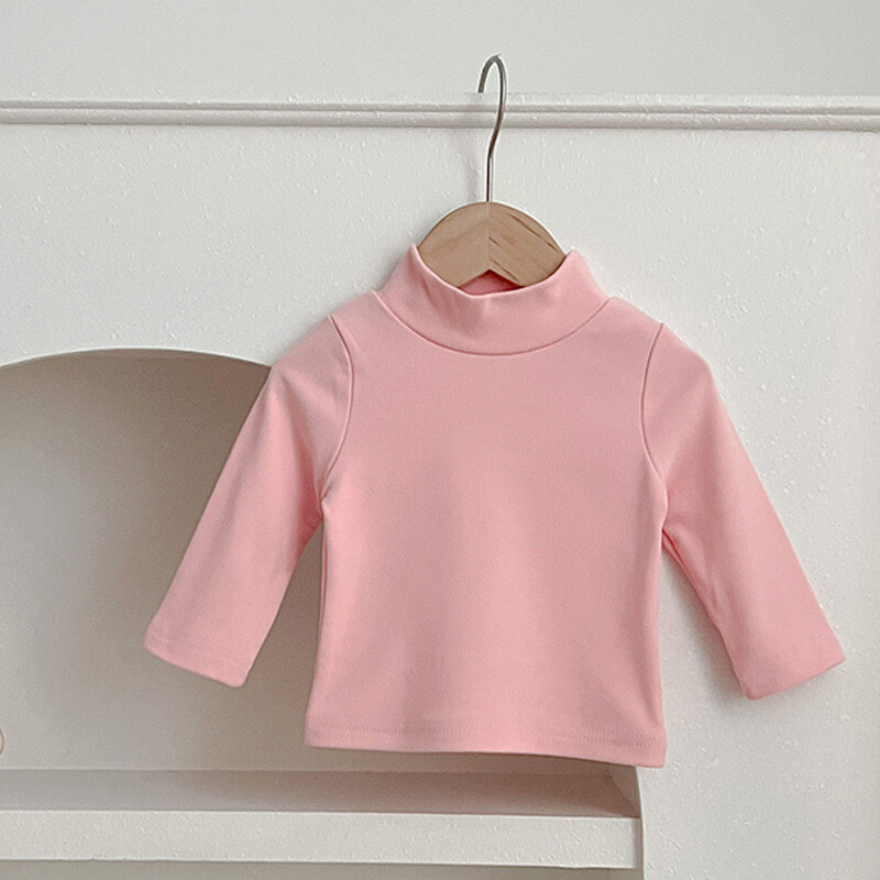 Rudens žiemos mados berniukui kūdikiui solidūs vėžliai ilgomis rankovėmis apatiniai marškinėliai mergaitei kūdikiui šilti laisvalaikio marškinėliai Vaikiški viršutiniai drabužiai