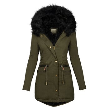 Fashion Jacket Parka Γυναικείο βελούδινο παλτό parka με τσέπες με κορδόνια χοντρά ζεστά χειμωνιάτικα μπουφάν για γυναίκες 2023 πουπουλένια μπουφάν