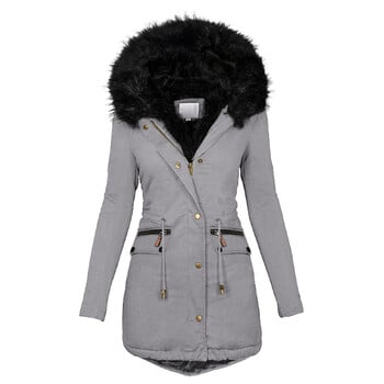 Fashion Jacket Parka Γυναικείο βελούδινο παλτό parka με τσέπες με κορδόνια χοντρά ζεστά χειμωνιάτικα μπουφάν για γυναίκες 2023 πουπουλένια μπουφάν