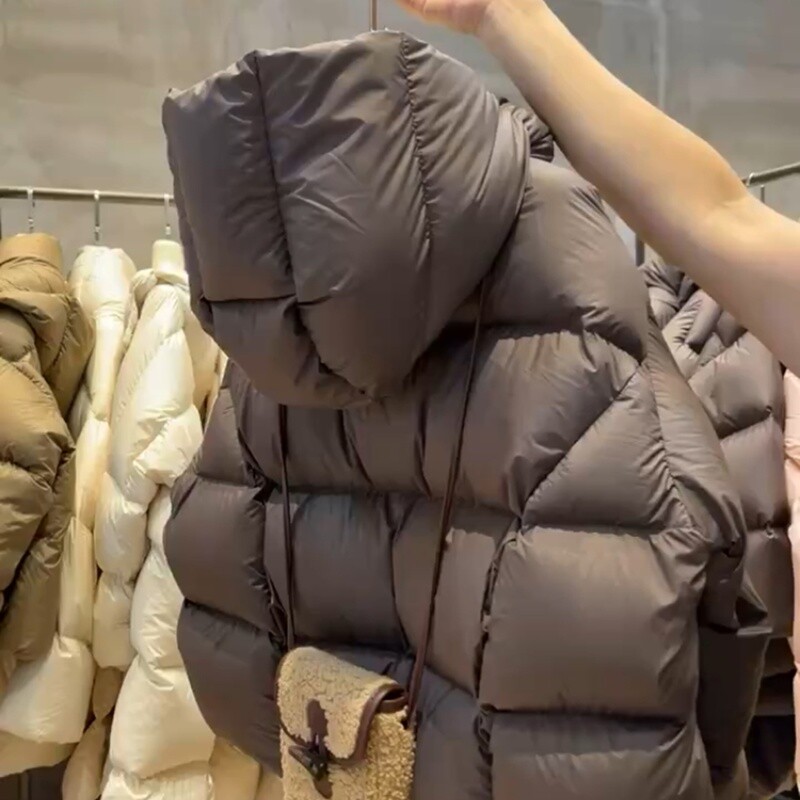 AOSSVIAO 90% puf de rață alb jachete pentru femei 2024, noua jachetă puf pentru femei, cu guler în picioare, parka lejer cu glugă