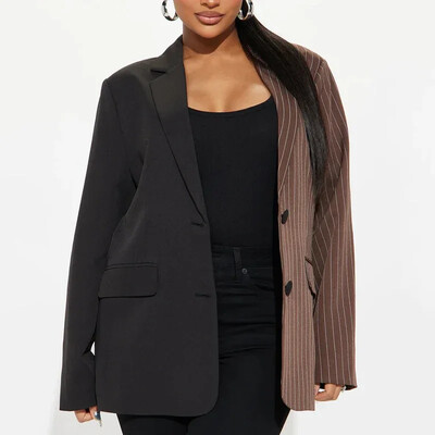 Modigirl Ženski sako Jakne Dugi rukavi Patchwork pruge Kontrast boja Elegantni kaput Ženska odjeća Gornja odjeća za žene