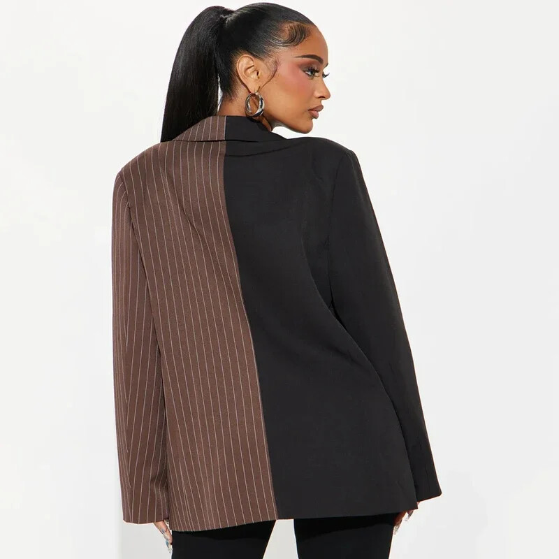 Modigirl Ženski sako Jakne Dugi rukavi Patchwork pruge Kontrast boja Elegantni kaput Ženska odjeća Gornja odjeća za žene