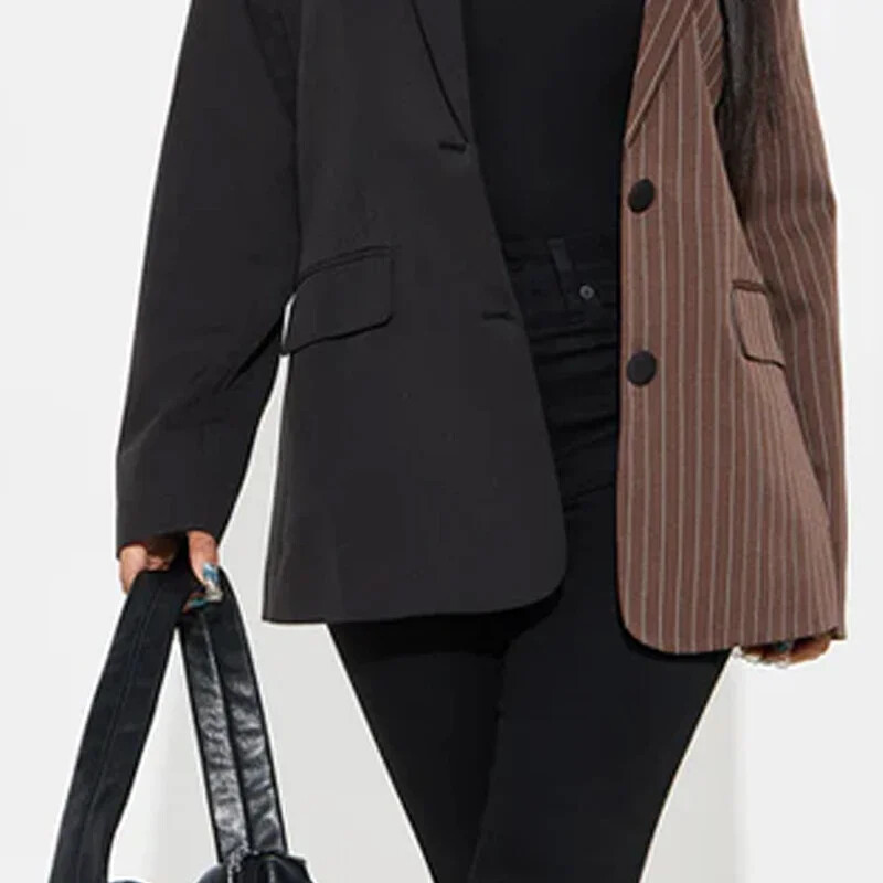 Modigirl Ženski sako Jakne Dugi rukavi Patchwork pruge Kontrast boja Elegantni kaput Ženska odjeća Gornja odjeća za žene