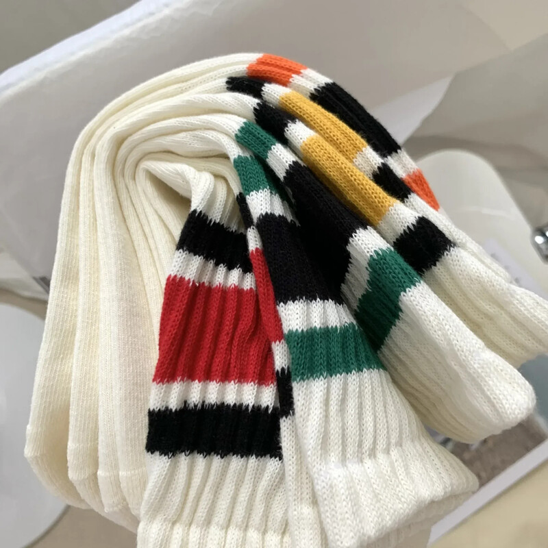 Vintage muške prugaste srednje tube čarape Vintage prugaste uniseks ženske čarape za par Terry čarape Japanske debele sportske čarape na dnu