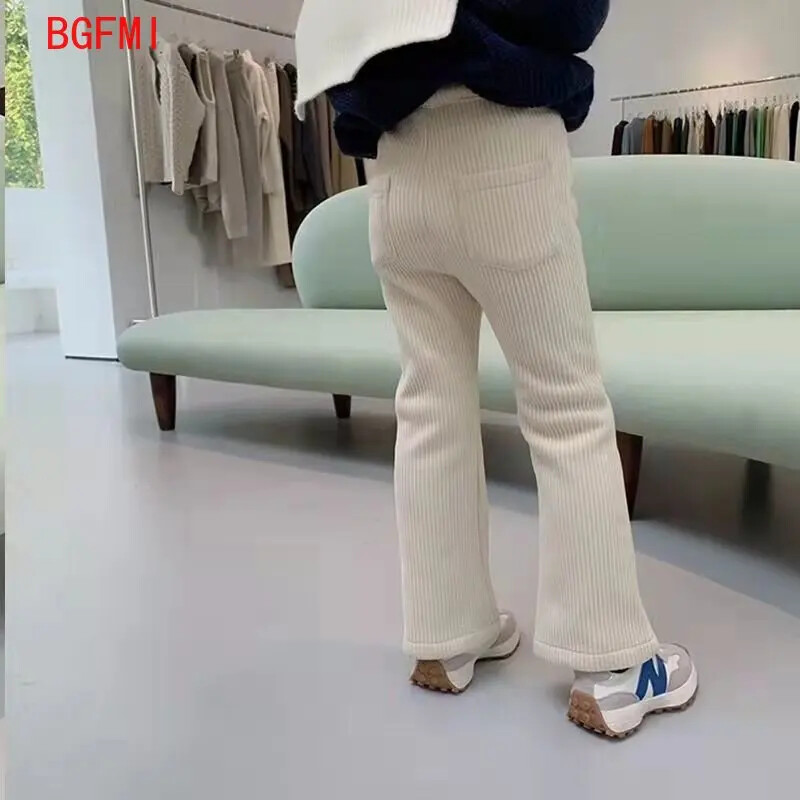 Haine de iarnă la modă Copii Fată Pantaloni căptușiți cu lână Copii Fundul adolescenților Primăvara Toamnă Pantaloni cu clopoței pentru bebeluși Pantaloni din velur