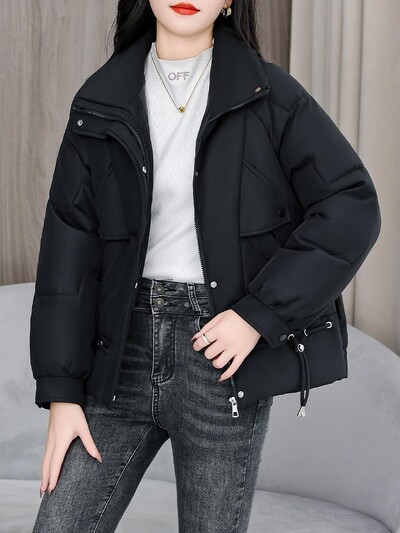 Női ruházat Téli pehelypamutkabát Női rövid Parkas felsők Meleg felsőruházat lányoknak Diákkenyér Alkalmi dzseki