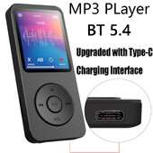 Φορητό MP3 Player 1,8 ιντσών Walkmen Type-C Bluetooth 5.4 Συμβατά ηλεκτρονικά βιβλία Εγγραφή Αθλητικά Ραδιόφωνο MP4 FM Music Player