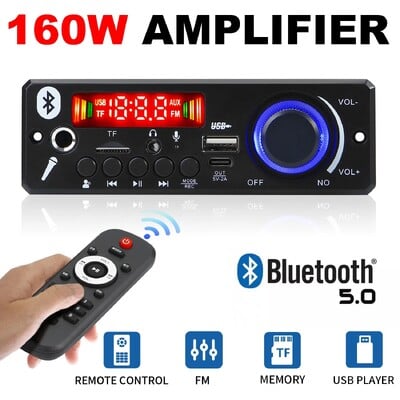 Bluetooth 5.0 MP3 dekodera plate 2*75W 80W pastiprinātājs audio atskaņotājs 12V DIY MP3 atskaņotājs auto FM radio modulis TF USB mikrofons ierakstīt zvanu