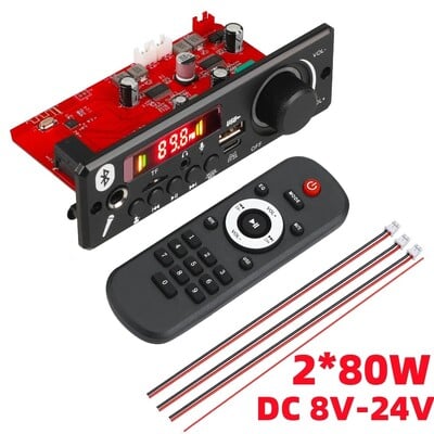 Bluetooth 5.0 MP3 декодерна платка 2*75W 80W усилвател Аудио плейър 12V Направи си сам MP3 плейър Автомобилен FM радио модул TF USB микрофон Запис на разговор