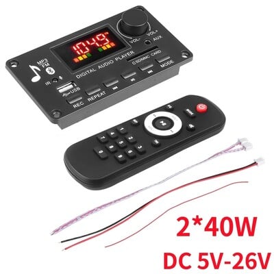Bluetooth 5.0 MP3 декодерна платка 2*75W 80W усилвател Аудио плейър 12V Направи си сам MP3 плейър Автомобилен FM радио модул TF USB микрофон Запис на разговор