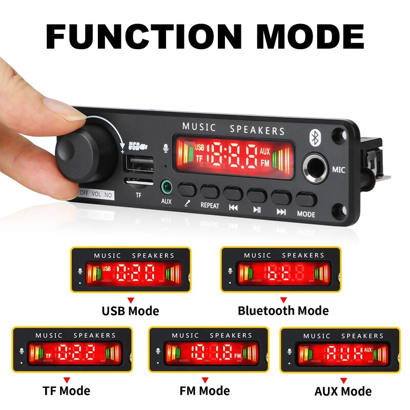 Bluetooth 5.0 MP3 dekodera plate 2*75W 80W pastiprinātājs audio atskaņotājs 12V DIY MP3 atskaņotājs auto FM radio modulis TF USB mikrofons ierakstīt zvanu