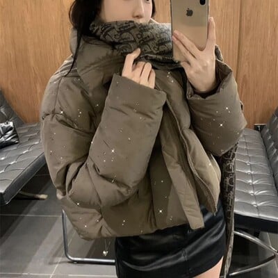 PLAMTEE Топли зимни свободни пухени якета Дамски сладки High Street Slim Chic Нови 2024 г. Ежедневни офис дамски универсални ежедневни паркове