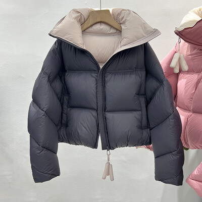 Dámske voľné parky s golierom a páperovým vzorom, bavlnené prešívané krátke kabáty, hrubá teplá bunda, dámske topy, kórejská móda, zimné oblečenie, nové