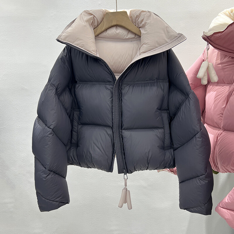 Dámske voľné parky s golierom a páperovým vzorom, bavlnené prešívané krátke kabáty, hrubá teplá bunda, dámske topy, kórejská móda, zimné oblečenie, nové