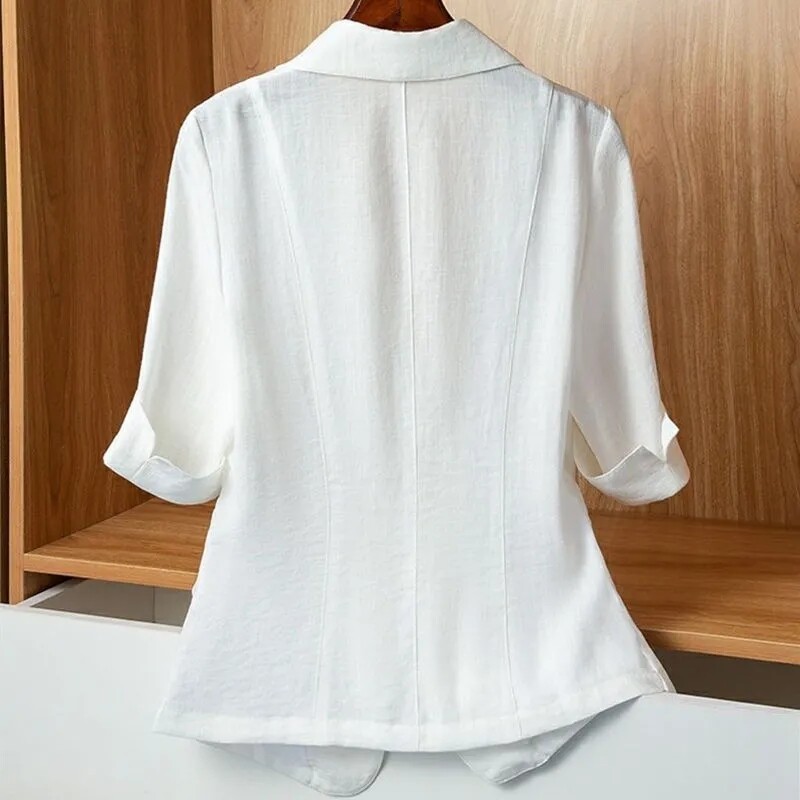 2024 női szabadidő vékony stílusú rövid ujjú kis blézer dzseki koreai nyári új egyszínű rövid ujjú kis öltöny fedőlap