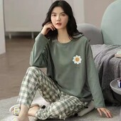 Nové dámske pyžamo s dlhým rukávom a dlhými nohavicami, domáce oblečenie, pani Plus Size, jednoduché voľné, pohodlné, voľnočasové, dámske oblečenie, vonkajšie oblečenie