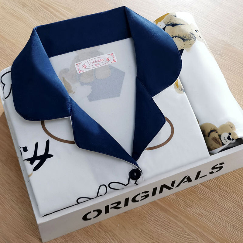 Tavaszi és őszi kétrészes női pizsama új női hosszú ujjú kardigán pamut otthoni viselet szabadidős női pizsama szett