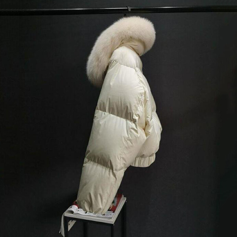 Зимна голяма пухена парка Дамски зимни топли палта Пухено яке Водоустойчива парка за сняг със сваляща се горна дреха от изкуствена кожа