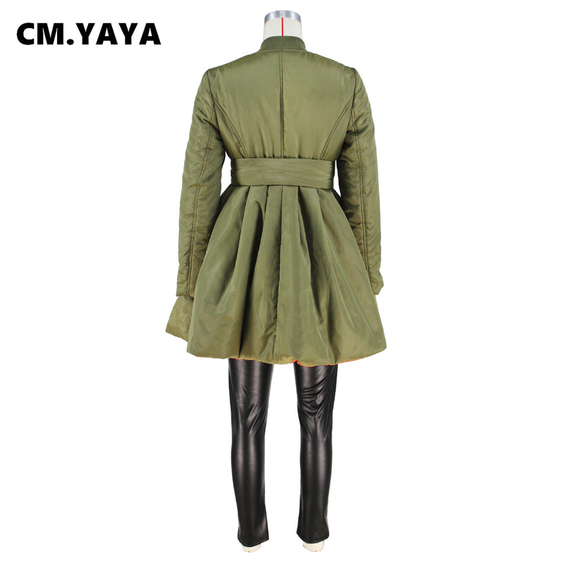 CM.YAYA Dámska módna zimná bunda s dlhým rukávom a šerpami, zavinovacia bunda s výstrihom do V, parka s dlhým rukávom a šerpou