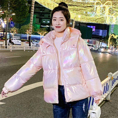 Корейско лъскаво пране от памук Дамски подплатени дрехи Зимно ново цветно палто Корейска версия Свободно удебелено студентско яке