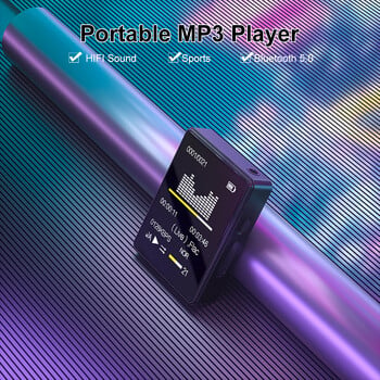 Φορητό MP3 Player Bluetooth 5.0 Music Stereo Speaker Mini MP4 Αναπαραγωγή βίντεο με οθόνη LED Εγγραφή ραδιοφώνου FM για Walkman