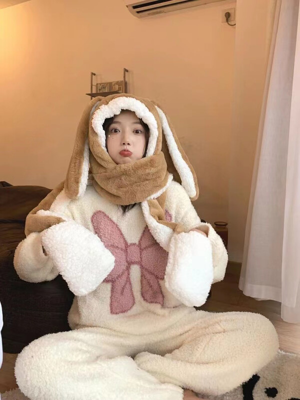 Moteriški žieminiai šiltų pižamų rinkiniai Patogūs ilgomis rankovėmis spausdinti spalvoti žakardo pastorinti laisvi vilnos megztiniai 2 dalių rinkiniai