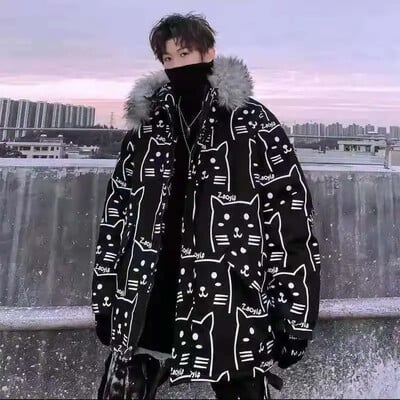 Ново памучно яке с пух Зимно палто за жени Мъжки якета Дрехи за двойка Топло яке с памучна подплата Суичър Свободна модна щампа