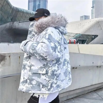 Ново памучно яке с пух Зимно палто за жени Мъжки якета Дрехи за двойка Топло яке с памучна подплата Суичър Свободна модна щампа