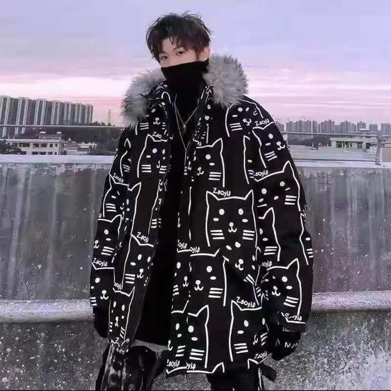 Ново памучно яке с пух Зимно палто за жени Мъжки якета Дрехи за двойка Топло яке с памучна подплата Суичър Свободна модна щампа