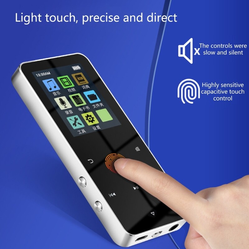 MP3 lejátszó Bluetooth-kompatibilis hangszóróval Érintőgombok Zene Sztereó HiFi Hangszóró Fém hordozható Walkman felvétellel