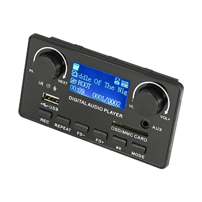 LCD displej Bluetooth 5.0 MP3 dekodér doska podpora handsfree nahrávanie FM DC 12V MP3 WMA WAV APE FLAC audio prehrávač