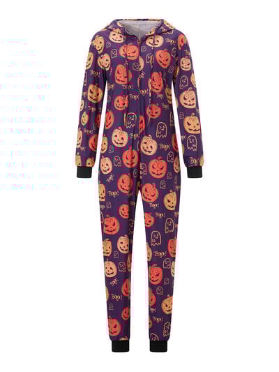 Moterys Vyrai Poros Kalėdų pižamos Kombinezonas Moliūgas Elnias Kalėdų Senelis Spausdinti Ilgi Šliaužtinukai Miegui su gobtuvu Helovino naktiniai drabužiai